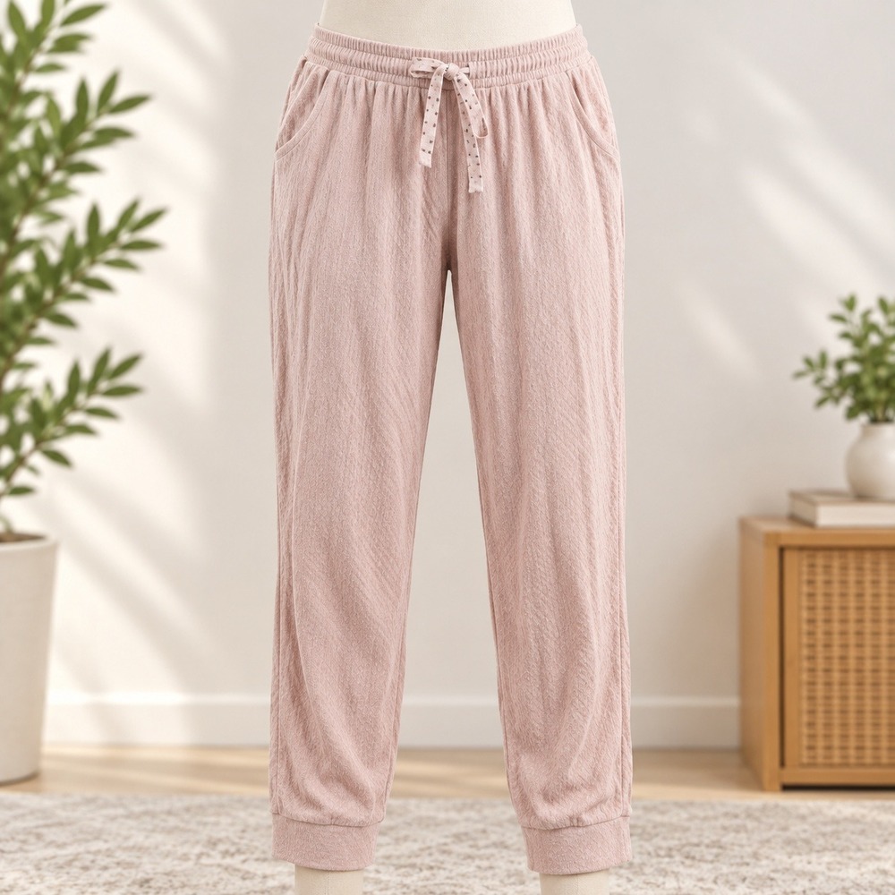 Maurices Ribbed Knit Pajama Pants Womens XL Mauve Pink Lounge Joggers Pocket